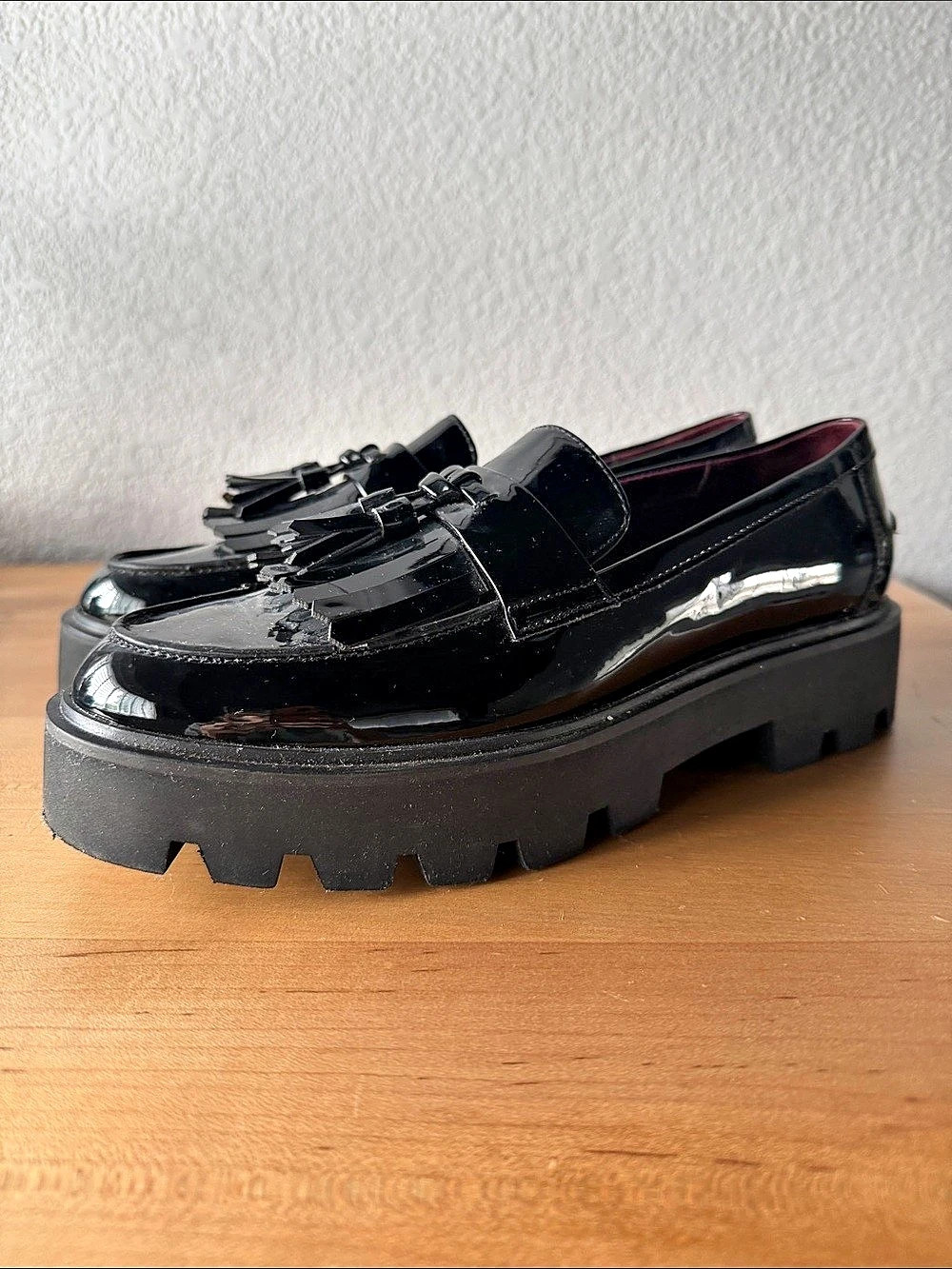 Franco Sarto Carolynn Tassel Lug Sole Loafer Black - Picture 3 of 7